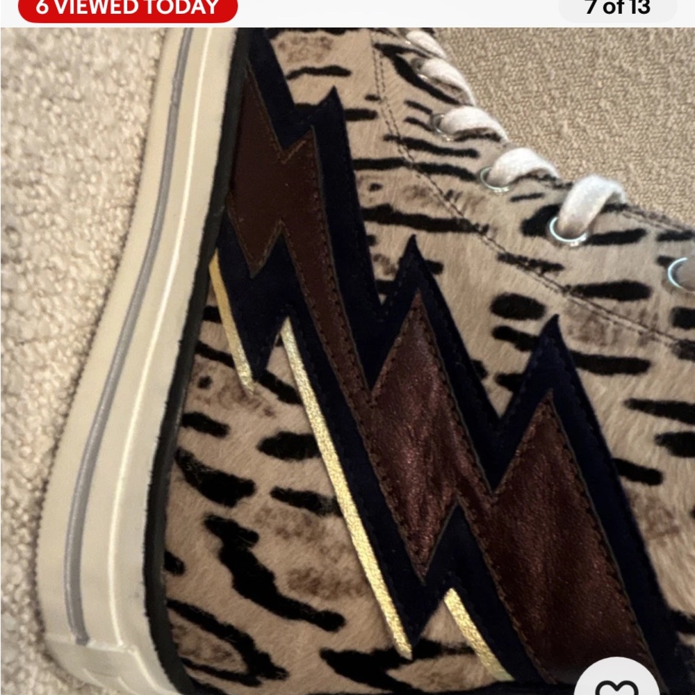 Roberto Cavalli Lightning Bolt Pony Hair High-Top Sneakers Size 41 EUC Run Small - Picture 10 of 12